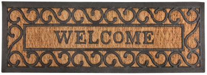 Esschert Design Stufenfußmatte, Türmatte Motiv "Welcome", aus Gummi mit Kokoseinlage 