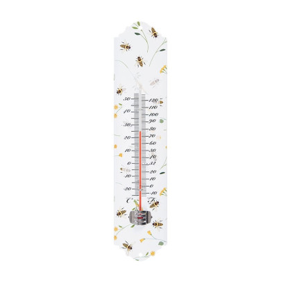 Esschert Design Thermometer Bienenmuster von -25 °C bis +55 °C, Höhe 30 cm, aus Metall 