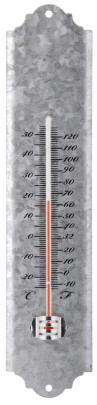 Esschert Design Thermometer, Temperaturmesser in grau aus verzinktem Metall, Anzeige in Fahrenheit und Celsius, verschiedene Größen 