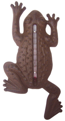 Esschert Design Thermometer, Temperaturmesser Motiv Frosch aus Gusseisen, ca. 12 cm x 24 cm 