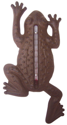 Esschert Design Thermometer, Temperaturmesser Motiv Frosch aus Gusseisen, ca. 12 cm x 24 cm Anzahl: 1 Stück