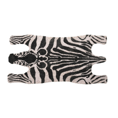 Esschert Design Türmatte mit Zebra-Motiv aus Kokosfasern, Breite 75 x Länge 38 cm, 2 cm dick, Türvorleger, Fußabstreifer, Schuhmatte aus Naturfaser 