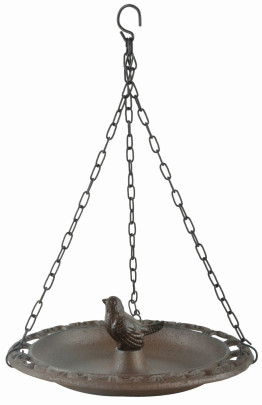 Esschert Design Vogeltränke, hängend, aus den Materialien "Gusseisen und Metall", 23,3 x 23,3 x 8,0 cm 