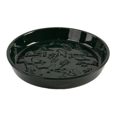 Esschert Design  Vogeltränke Keramik Relief, Vogelbad, grün, L 27,9 x B 27,9 x H 4,5 cm 