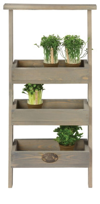 Esschert Design Wandetagere, 39 x 33 x 73 cm, aus Holz, 3 Etagen, Holzkisten, Holzbox, Pflanzbox 