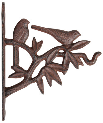 Esschert Design Wandhaken, Blumenhaken mit Vogelmotiv, ca. 19 cm x 5 cm x 22 cm 