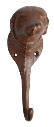 Esschert Design Wandhaken, Gaderobenhaken mit Motiv Hund aus Gusseisen, fest montierbar, ca. 4,7 cm x 7,3 cm x 15 cm Anzahl: 1 Stück