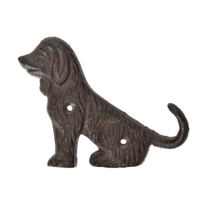 Esschert Design Wandhaken Hundeschwanz einzeln aus Gusseisen, 12,2 x 2,3 x 9,5 cm, Garderoben Haken für Wandmontage 