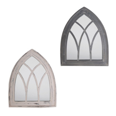 Esschert Design Wandspiegel, Garderobenspiegel im Gothic Stil, ca. 66 cm x 80 cm, verschiedene Farben 