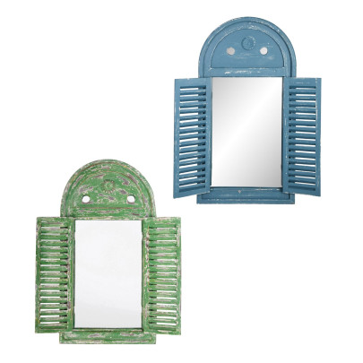 Esschert Design Wandspiegel, Garderobenspiegel im Louvre Stil mit Fensterläden, ca. 39 cm x 55 cm, verschiedene Farben 