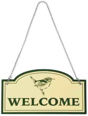Esschert Design "Welcome" Schild aus Aluminium Metall, 20,1 x 0,1 x 11,1 cm 