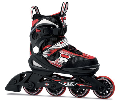 FILA Inline Skate J-One - Jungen Größenverstellbar HI-LO FILA Street Rollen 70/72 mm / 82 A, mit Bremse, ABEC 5, 3-fach Verschlusssystem 