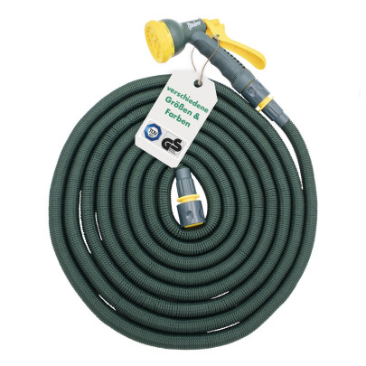 FloraSun Dehnbarer Gartenschlauch mit Multi-Funktions-Sprühkopf, Farbe und Länge wählbar 