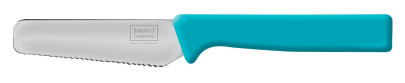 homiez Frühstücksmesser KNIFE blau, Brötchenmesser, Tafelmesser, Brotzeitmesser, Wellenschliff, Soft-Griff blau | Anzahl: 1 Stück