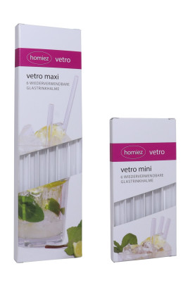homiez Glas-Trinkhalm VETRO aus Sicherheitsglas, Länge und Anzahl wählbar, umweltschonender, wiederverwendbarer Strohhalm, spülmaschinengeeignet 