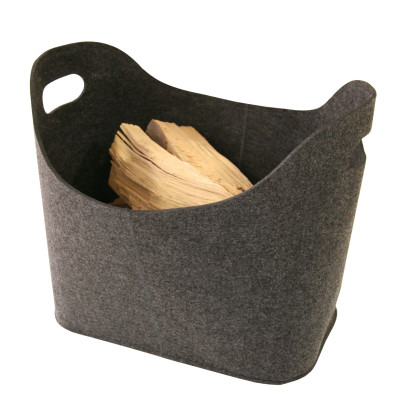Kamino Trend Filzkorb für Kaminholz, Kaminholzkorb, ovale Form, mit zwei Griffen, 39 x 22 x 27,5 cm 