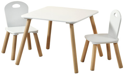 Kesper 1 Kindertisch mit 2 Stühlen, Spielzeug Tisch, FSC Holz, Tisch Garnitur weiß, standfest, einfache Montage 