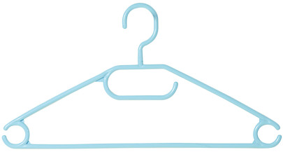 Kesper 10er Pack Kunststoff Kleiderbügel mit Krawattenbügel & Hosensteg hellblau, zwei Rockhaken, drehbarer Haken, Breite 40 cm, Garderobe & Umkleide 
