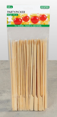 Kesper 50er Pack Party-Pieckser aus Bambus, 18 cm lang, FSC-zertifiziert, mit kleinem Griff, naturfarben, Snack-Spieße 