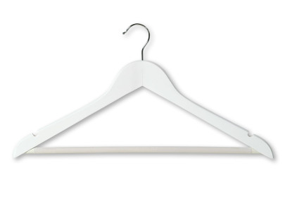 Kesper 6er Pack Holz-Kleiderbügel Breite 44,5 cm mit Hosen-Steg & Kleidermulde, aus FSC-Lotusholz, weiß 