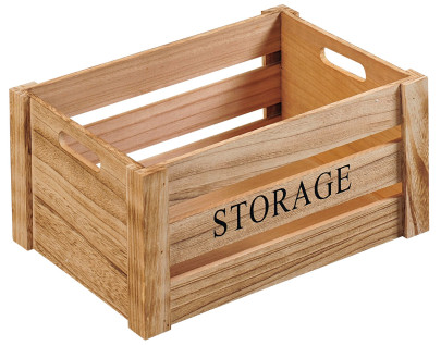 Kesper Aufbewahrungsbox aus Paulowniaholz, 40 x 30 x 20 cm, FSC-zertifiziert, Aufschrift "Storage", große Ausführung mit 2 Griffen 