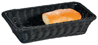 Kesper Brot-Obstkorb aus Vollkunststoff Geflecht, 35 x 20 x 7,5 cm, eckig, in schwarz 