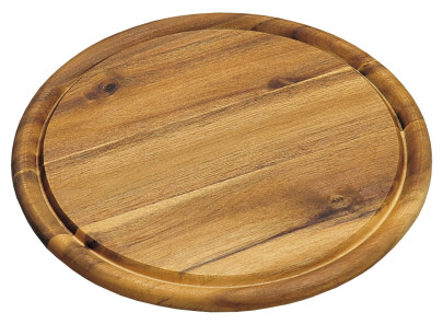 Kesper Fleischteller aus Akazienholz, FSC-zertifiziert, rund, mit Saftrinne, Ø 25 x 1,5 cm 