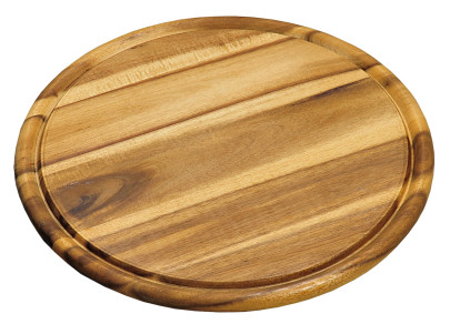 Kesper Fleischteller aus Akazienholz, FSC-zertifiziert, rund, mit Saftrinne, Ø 30 x 1,5 cm, verschiedene Ausführungen 