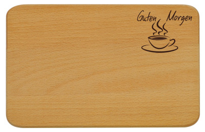 Kesper Frühstücksbrettchen-Einbrand - Guten Morgen, 23 x 15 cm, Schneidebrett aus Buchenholz FSC, Feuchtigkeit-abweisendes Küchenbrett 