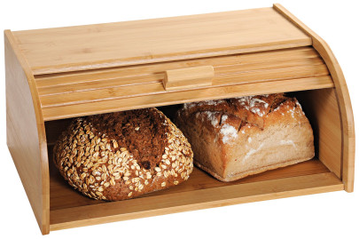 Kesper Großer Brotkasten aus Bambus mit Rollklappe, 40 x 27 x H17 cm, Frischhaltebox, Brotbox, FSC 