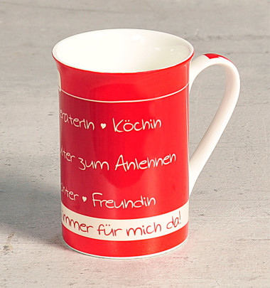 Kesper Kaffeetasse, Teetasse "Mama du bist immer für mich da!", Ø 7,5 cm, Höhe 10,6 cm, aus Porzellan, spülmaschinengeeignet, ca. 250 ml 