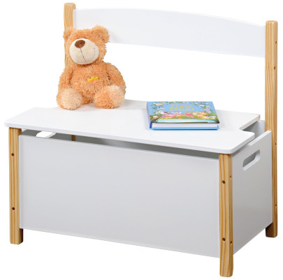 Kesper Kindersitzbank mit Sitzfläche zum Aufklappen, 60 x 34,5 x H56 cm, FSC, weiß lackiert 