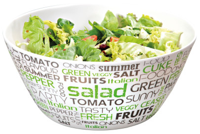 Kesper Obst- & Salatschale aus Melamin, Ø 25 x H11 cm, Salat Schüssel, Bowl Schüssel, Optik "Salad", Brot Schale, Gebäck Schale, 