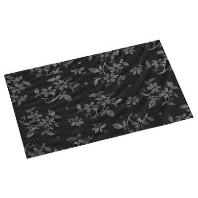 Kesper Platzset, Kunststoff, PVC, schwarz, Blumenmuster, 43 x 29 x 0,1 cm 