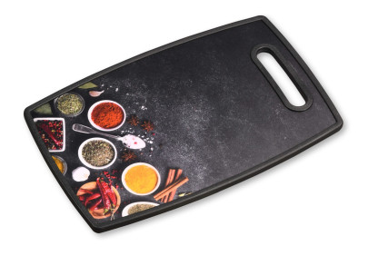 Kesper Schneide- & Servierbrett "Spices" 37 x 23 cm mit Griffloch, Küchenbrett mit Motiv zum Schneiden und Servieren 