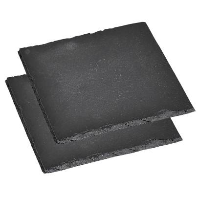 4 Stück Kesper Servierplatte, Schieferplatte, Buffet-Platte, (2 x 2er Pack), geölt, Maße: ca. 200 x 200 mm, in schwarz 200 | Anzahl: 4 Stück