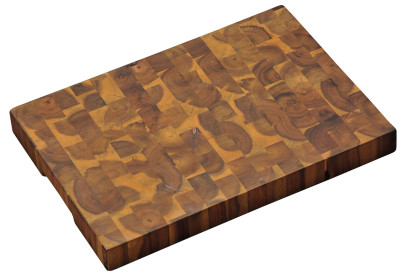 Kesper Tranchierbrett in Mosaik-Optik, 42 x 30 x 4 cm, aus FSC-zertifiziertem Akazienholz, Schneidbrett mit Griffmulden, Küchenbrett aus Stirnholz 