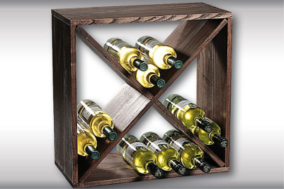 Kesper Weinflaschen-Regalsystem, Flaschenregalsystem, Flaschenhalter, aus FSC®- Kiefernholz, 500 x 500 x 250 mm, braun 