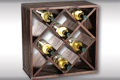 Kesper Weinflaschen-Regalsystem, Flaschenregalsystem, Flaschenhalter, aus FSC®- Kiefernholz, 500 x 500 x 250 mm, braun 