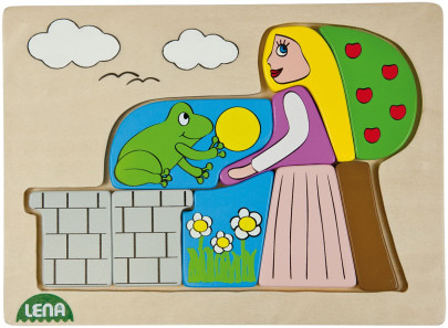 LENA Holzpuzzle Froschkönig, Puzzlespiel, Motivpuzzle, Kinderpuzzle, 19,5 x 2,3 x 29,2 cm, Holz, bunt 