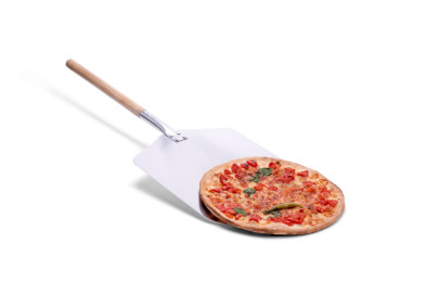 Pizzaschaufel aus Aluminium/Holz, 35,5 x 30,5cm, Stiel 43cm 