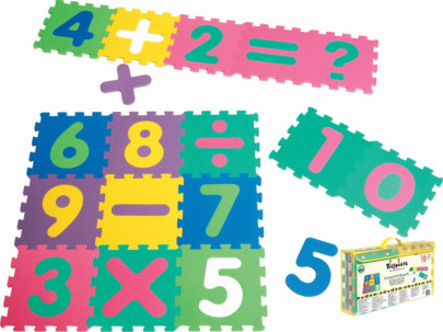 Playshoes EVA-Puzzlematten, Puzzleteppich 16-teilig, Mattendicke 1 cm, ca. 1,44 