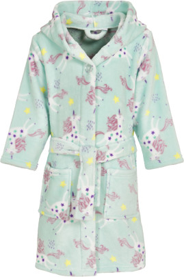 Playshoes Fleece-Bademantel Einhorn, Größe: 122/128, Farbe: mint 