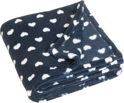 Playshoes Fleece-Decke Herzchen, Größe: 75x100cm, Farbe: marine 