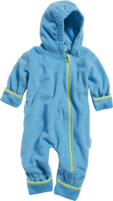 Playshoes Fleece-Overall farblich abgesetzt, in aquablau, Größe 62 