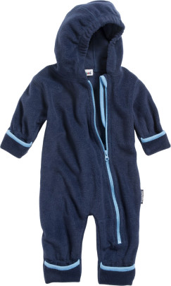 Playshoes Fleece-Overall farblich abgesetzt, in marine, Größe 62 