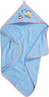 Playshoes Frottee-Kapuzentuch Baustelle, Größe: 75x75cm, Farbe: bleu 