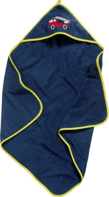 Playshoes Frottee-Kapuzentuch Feuerwehr, Größe: 100x100cm, Farbe: marine 