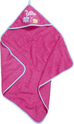 Playshoes Frottee-Kapuzentuch Flamingo, Größe: 100x100cm, Farbe: pink 