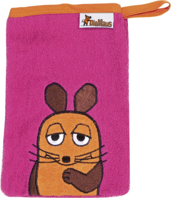 Playshoes Frottee-Waschhandschuh DIE MAUS 15x20cm, in pink 